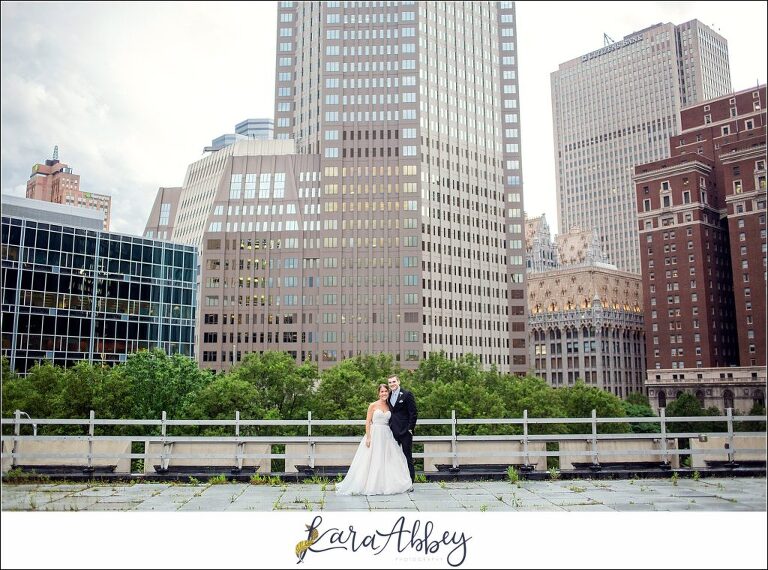 Downtown Pittsburgh Pastel Spring Wedding Day Highlights - Rooftop Portraits at DoubleTree by Hilton Hotel