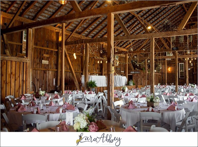 Navy and Pink Summer Outdoor Wedding at the Hayloft in Rockwood, PA Reception Details in the Barn