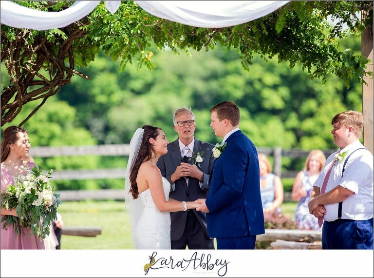 Navy and Pink Summer Outdoor Wedding at the Hayloft in Rockwood, PA Ceremony