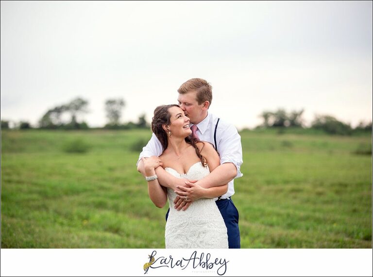 Navy and Pink Summer Outdoor Wedding at the Hayloft in Rockwood, PA Sunset Bride & Groom Portraits in the Field