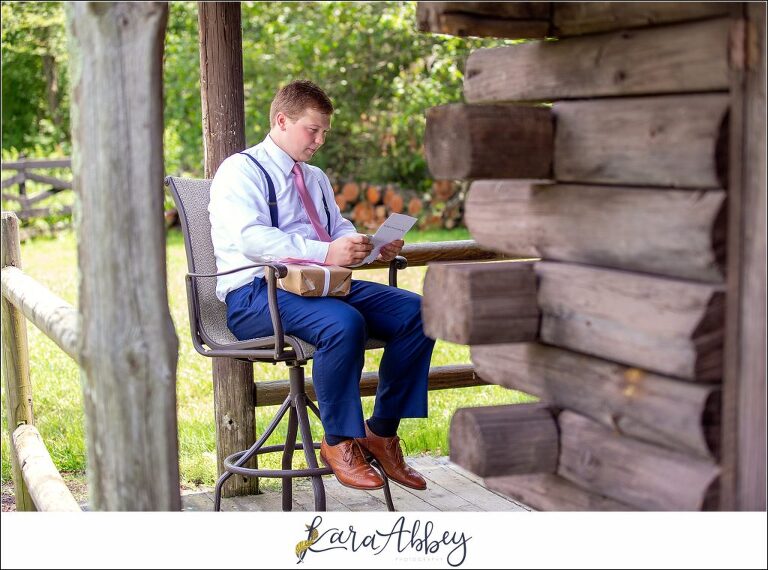 Navy and Pink Summer Outdoor Wedding at the Hayloft in Rockwood, PA Bride & Groom Pre-Ceremony Gifts