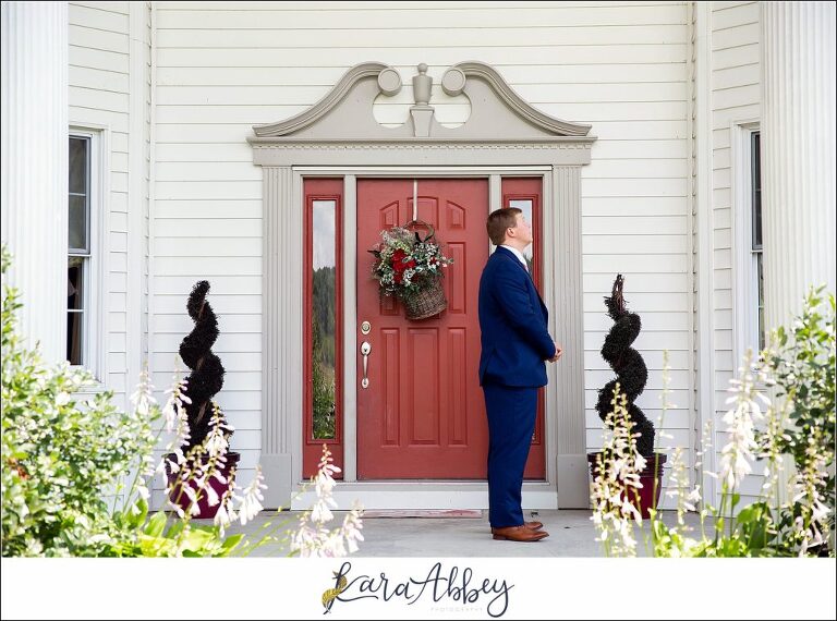Navy and Pink Summer Outdoor Wedding at the Hayloft in Rockwood, PA Bride & Groom First Look