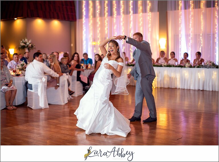 Blush & Grey Summer Wedding Reception at Antonelli Event Center in Irwin, PA First Dance