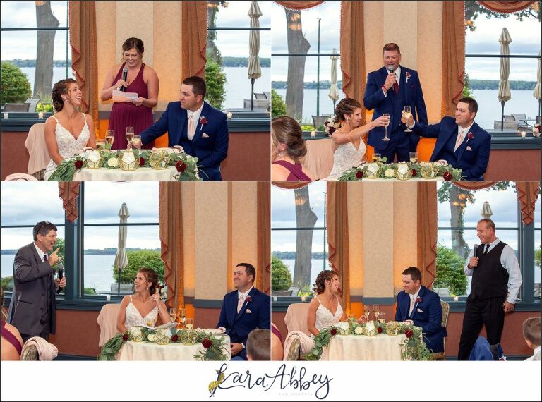 Maroon & Navy Fall Wedding at the Belhurst Castle in Geneva NY - Toasts