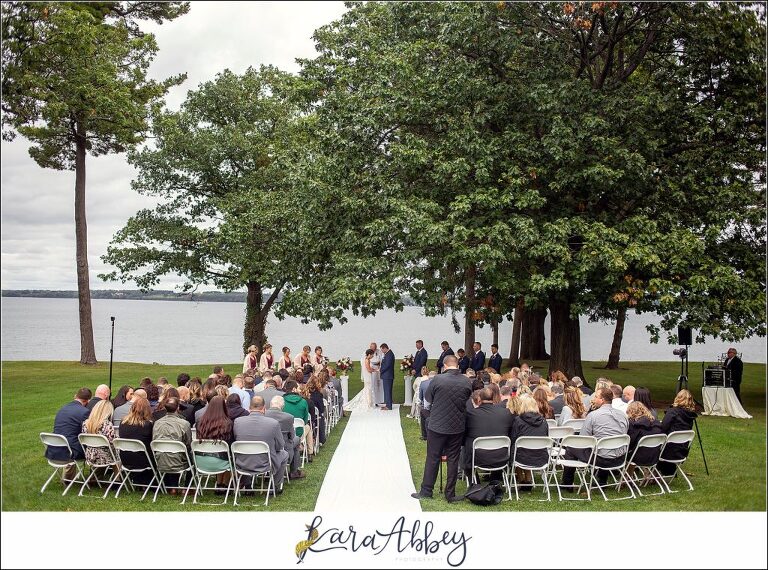 Maroon & Navy Fall Wedding at the Belhurst Castle in Geneva NY - Outdoor Ceremony