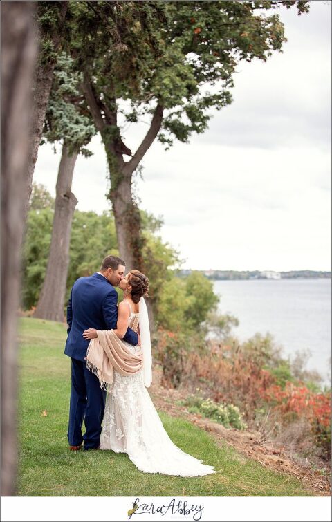 Maroon & Navy Fall Wedding at the Belhurst Castle in Geneva NY - Outdoor Ceremony
