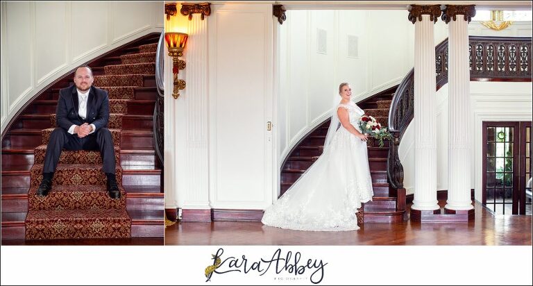 Maroon Fairy Tail Fall Wedding at Linden Hall Mansion in Dawson, PA - Bride & Groom Portraits