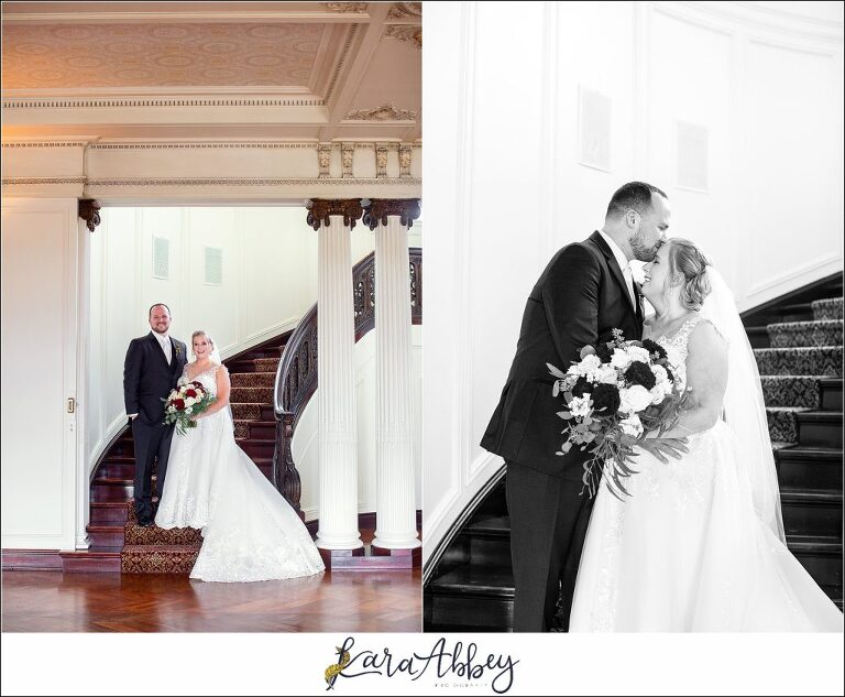 Maroon Fairy Tail Fall Wedding at Linden Hall Mansion in Dawson, PA - Bride & Groom Portraits