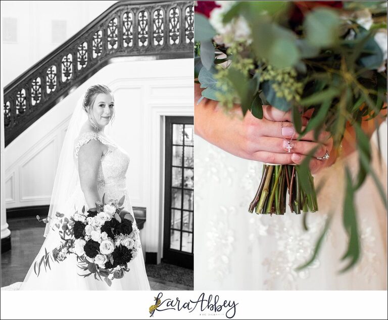 Maroon Fairy Tail Fall Wedding at Linden Hall Mansion in Dawson, PA - Bride & Bridesmaids Portraits