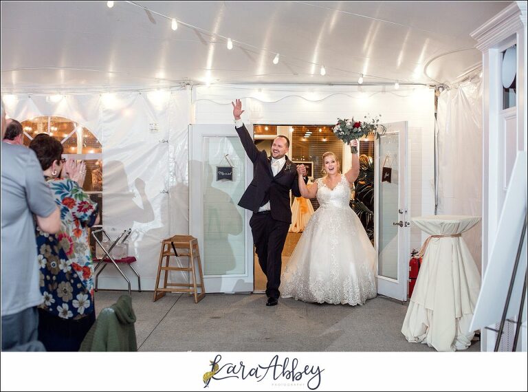 Maroon Fairy Tail Fall Wedding at Linden Hall Mansion in Dawson, PA - Tented Reception Grand Entrance