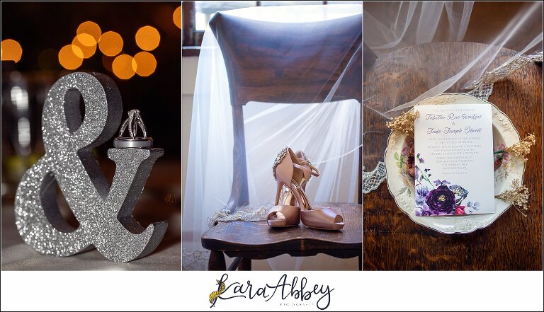 Purple & Grey Fall Wedding Pictures at Green Gables Jennerstown PA - Bridal Details Getting Ready