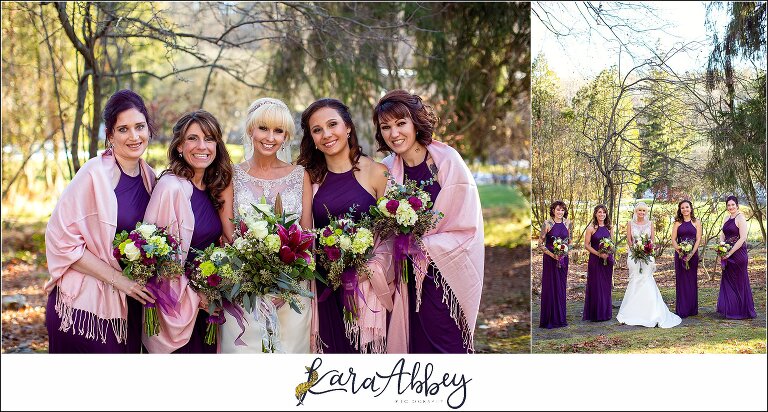 Purple & Grey Fall Wedding Pictures at Green Gables Jennerstown PA - Bride & Bridesmaids Portraits