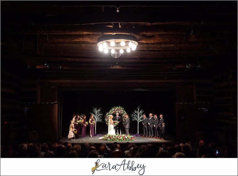 Purple & Grey Fall Wedding Pictures at Green Gables Jennerstown PA - Ceremony in the Mountain Playhouse