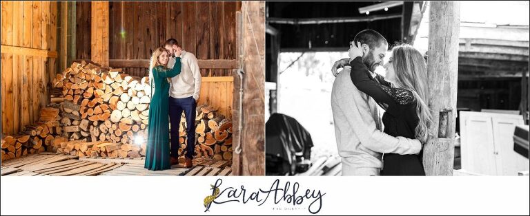 Cold Rainy Engagement Session at Grandma's Barn in Pennsylvania by Kara Abbey Photography