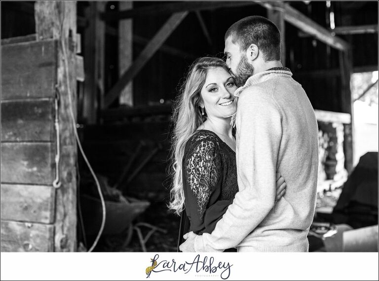Cold Rainy Engagement Session at Grandma's Barn in Pennsylvania by Kara Abbey Photography