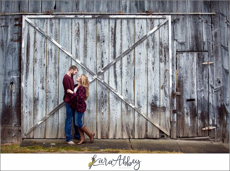 Cold Rainy Engagement Session on Family Christmas Tree Farm in Pennsylvania by Kara Abbey Photography