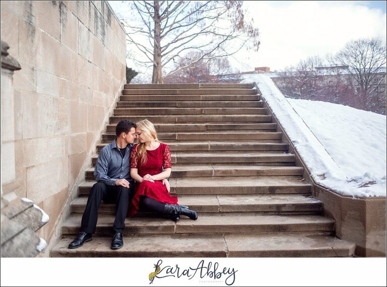 Winter Engagement Session at the Cathedral of Learning University of Pittsburgh in Oakland, PA