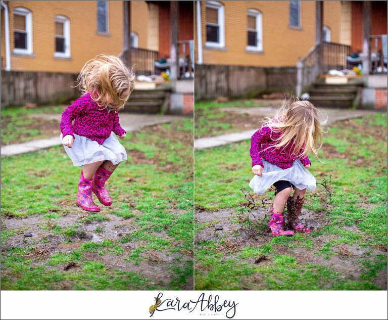 Happy First Day of Spring Jumping in Mud Puddles