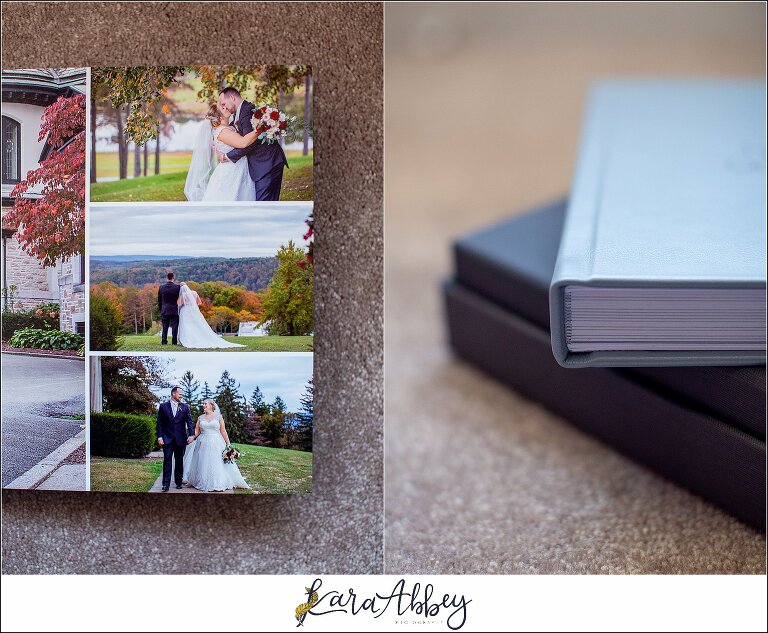 Fine Art Pearlescent Blue Leather Wedding Album from Linden Hall Fall Wedding