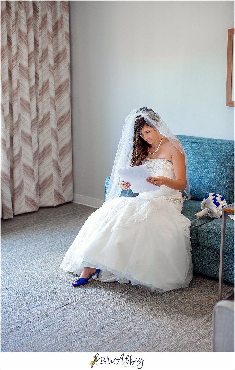 Intimate Summer Wedding - Bride Getting Ready at the Hampton Inn in Irwin, PA - Letter From Groom