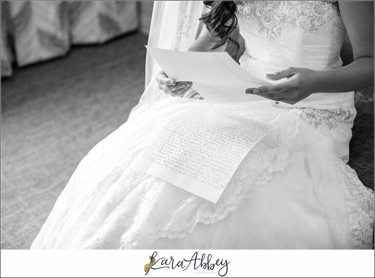 Intimate Summer Wedding - Bride Getting Ready at the Hampton Inn in Irwin, PA - Letter From Groom