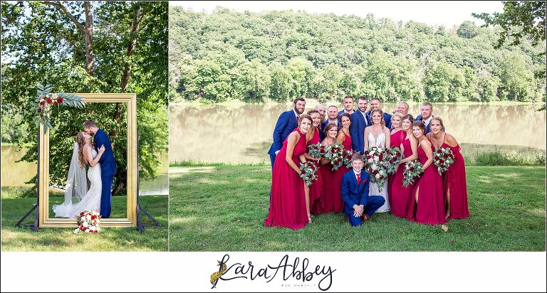 Backyard Red and Navy Summer Wedding on Private Property in PA - Bridal Party Portraits