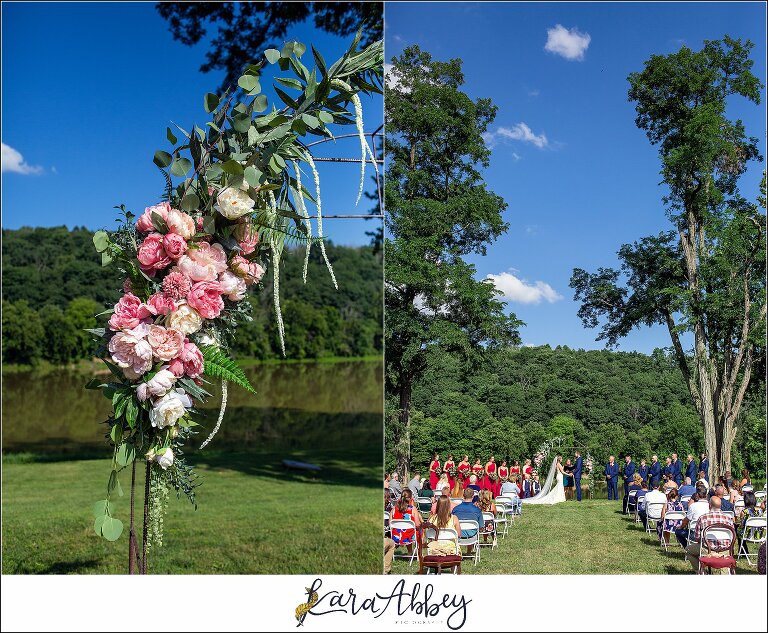 Backyard Red and Navy Summer Wedding on Private Property in PA - Outdoor Ceremony
