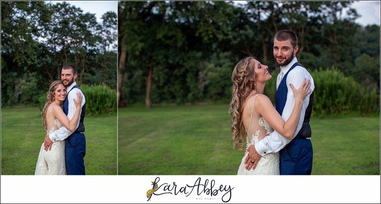 Backyard Red and Navy Summer Wedding on Private Property in PA - Sunset Portraits