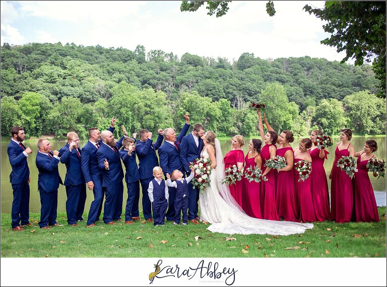 Backyard Red and Navy Summer Wedding on Private Property in PA - Bridal Party Portraits
