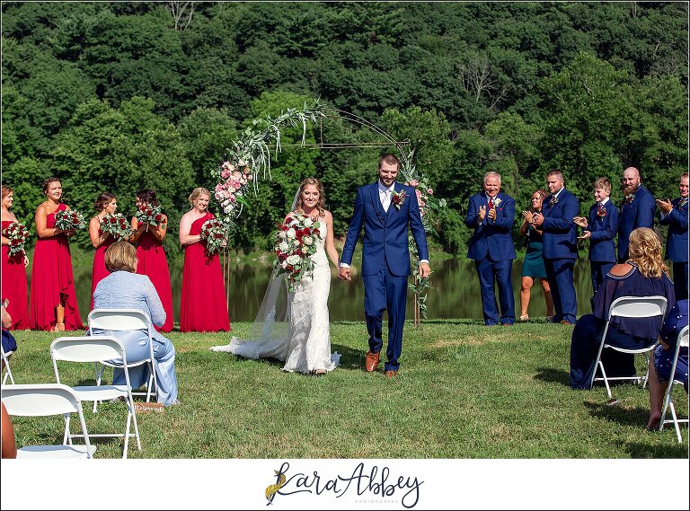 Backyard Red and Navy Summer Wedding on Private Property in PA - Outdoor Ceremony