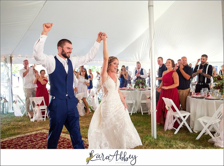 Backyard Red and Navy Summer Wedding on Private Property in PA - Tented Reception