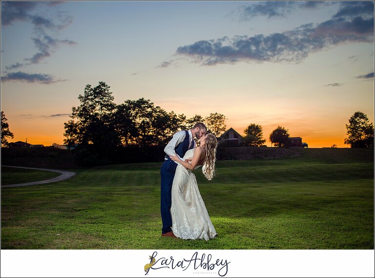 Backyard Red and Navy Summer Wedding on Private Property in PA - Sunset Portraits