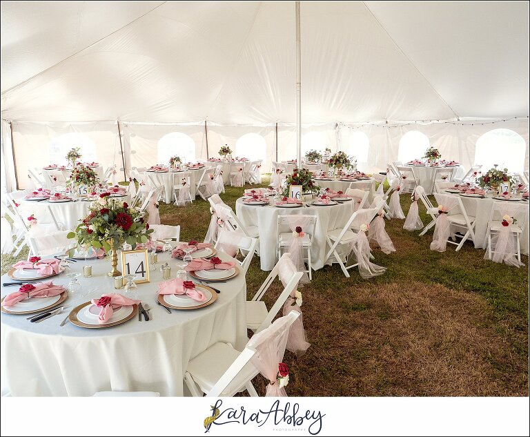 Backyard Red and Navy Summer Wedding on Private Property in PA - Tented Reception Details