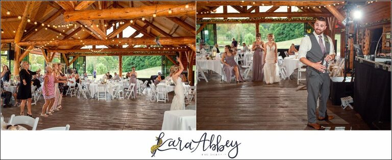 Summer Wedding Celebration at The Gathering Place at Darlington Lake - Reception Bouquet & Garter Toss