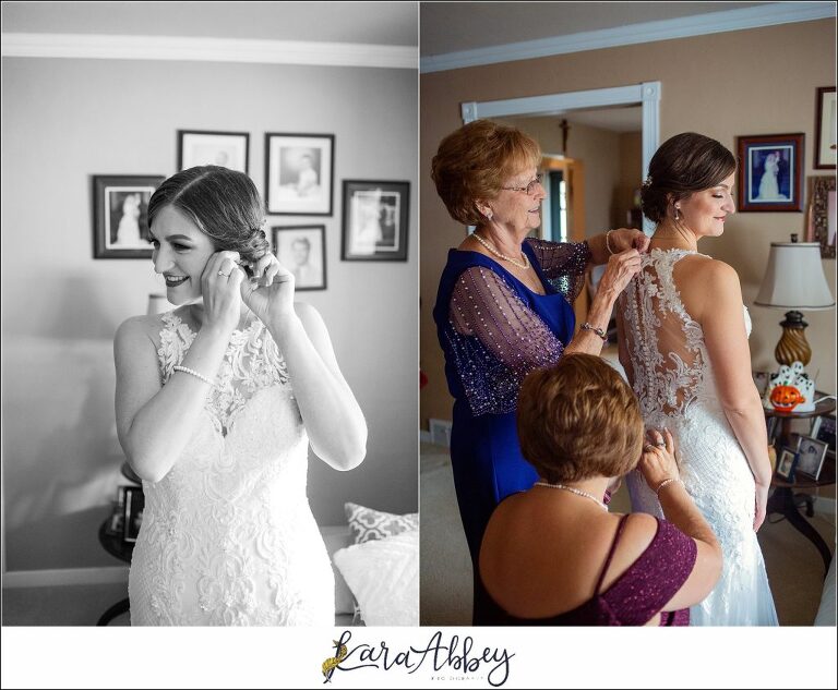 Burgundy & Navy Fall Wedding in Johnstown, PA - Bride Getting Ready at Grandma's House