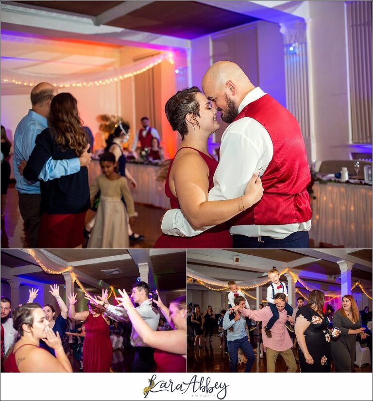 Burgundy & Navy Fall Wedding in Johnstown, PA - Reception at The Johnstown Masonic Temple