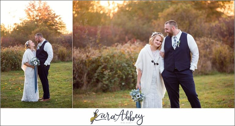 Fall Wedding at Succop Nature Park in Butler, PA Bride & Groom Sunset Portraits