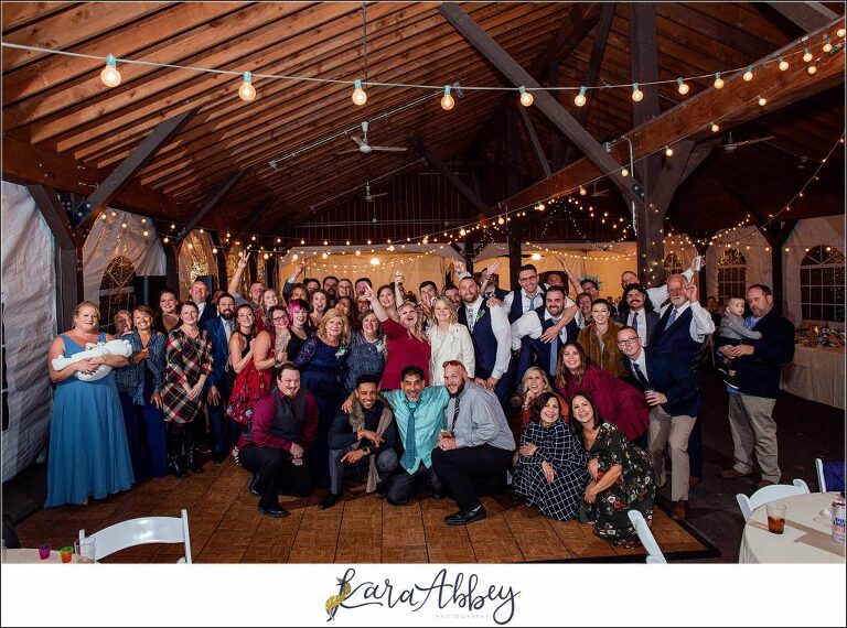 Fall Wedding at Succop Nature Park in Butler, PA Reception Group Photo