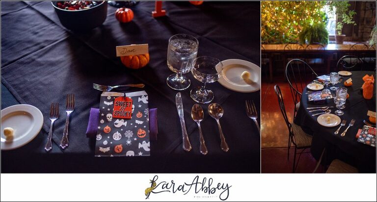 Black and Purple Disney Halloween Themed Fall Wedding at Green Gables in Jennerstown PA - Reception Decor