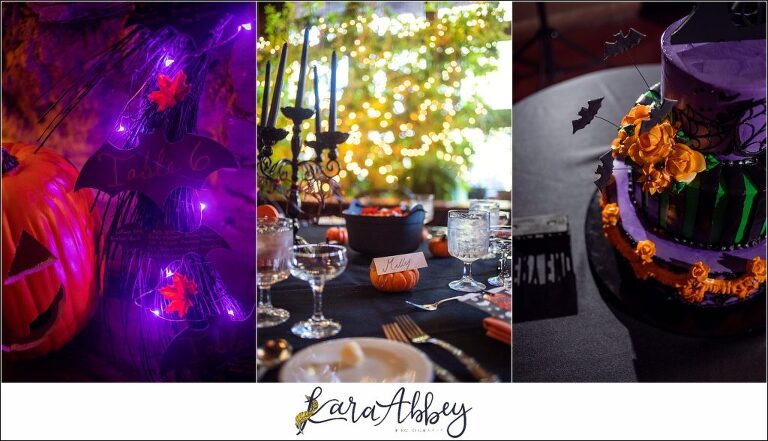 Black and Purple Disney Halloween Themed Fall Wedding at Green Gables in Jennerstown PA - Reception Decor