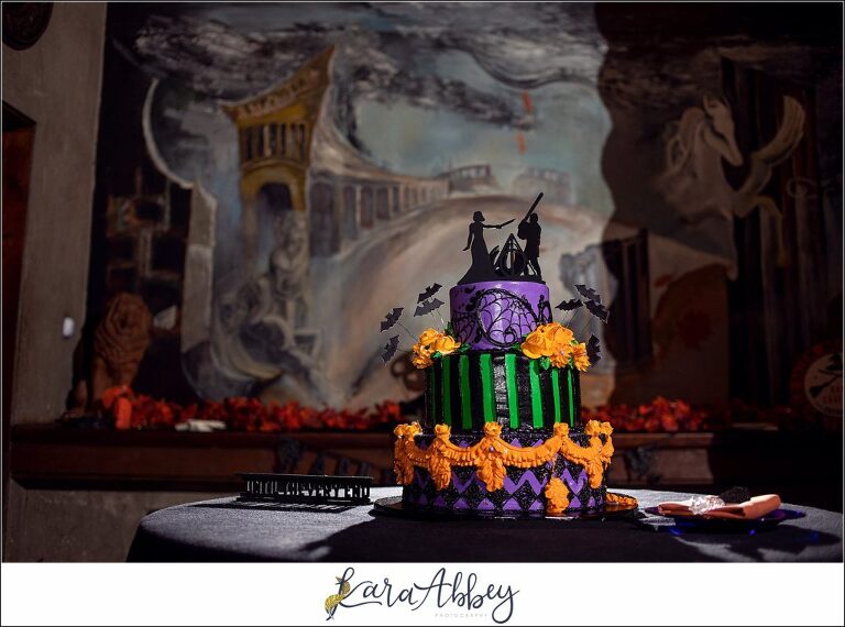 Black and Purple Disney Halloween Themed Fall Wedding at Green Gables in Jennerstown PA - Reception Decor Hocus Pocus Cake