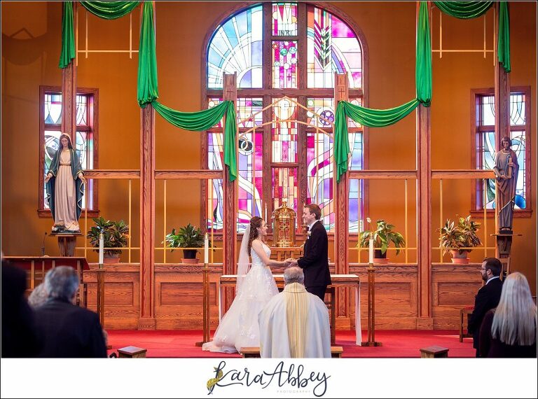 Elegant Purple Fall Wedding Ceremony at St. Bonaventure Parish Church in Glenshaw, PA