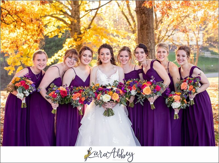 Elegant Purple Fall Wedding Portraits at North Park in Allison Park, PA