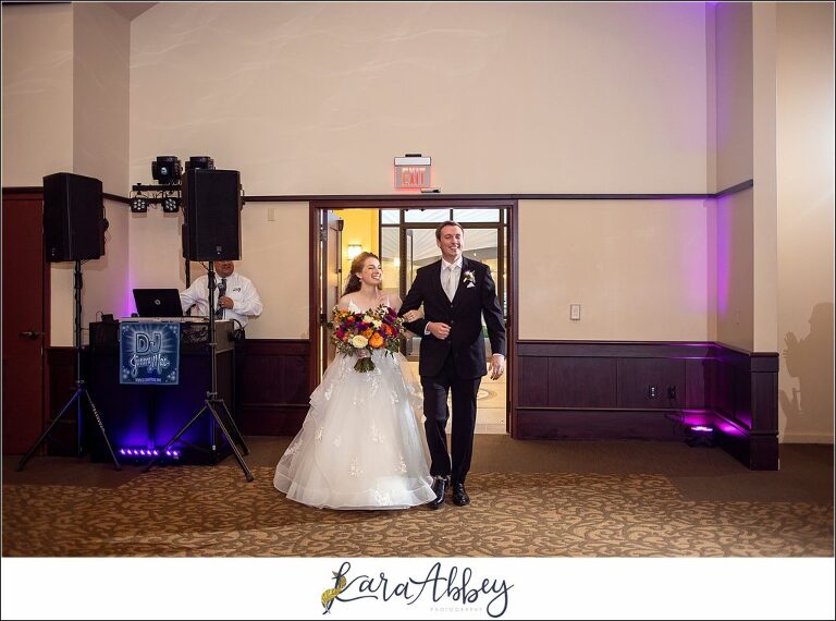 Elegant Purple Fall Wedding Reception at The Holy Trinity Center in Pittsburgh, PA - Grand Entrance