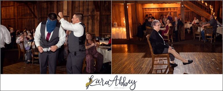 Cranberry Fall Wedding at Bell's Banquets in Mt. Pleasant - Bouquet & Garter Toss Reception