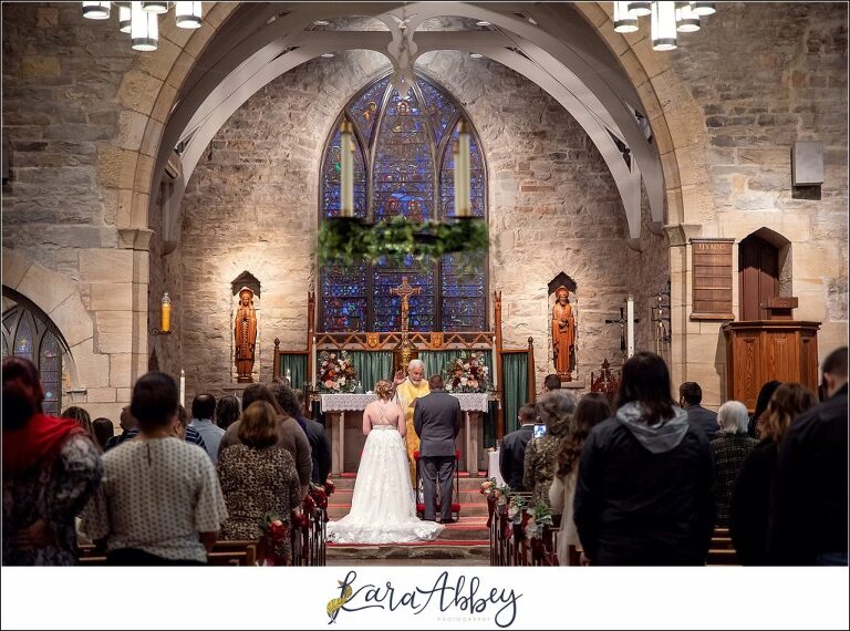 Cranberry Fall Wedding Ceremony at Historic Church of St. Peter in Brownsville, PA