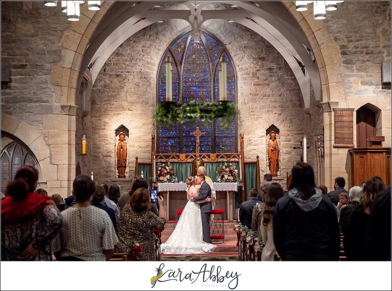 Cranberry Fall Wedding Ceremony at Historic Church of St. Peter in Brownsville, PA