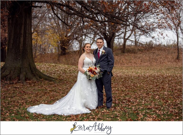 Cranberry Fall Wedding Portraits at Jacobs Creek Park in Mt. Pleasant, PA