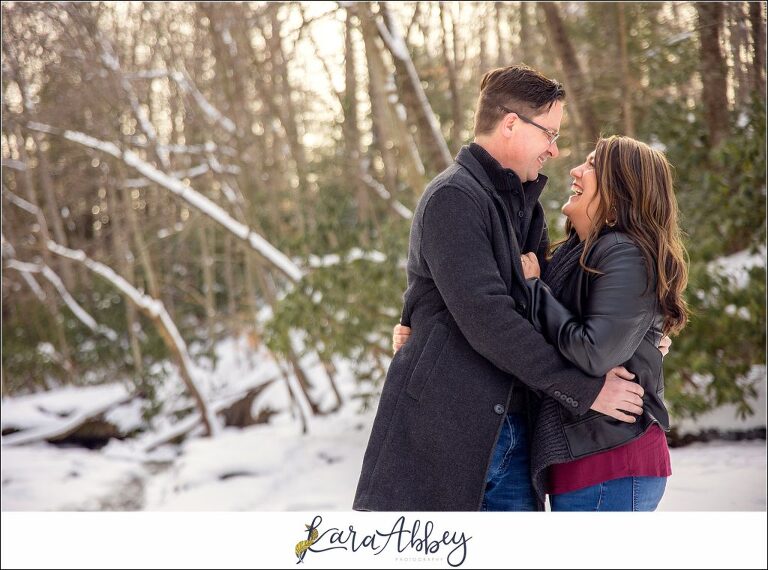 Snowy Winter Engagement Session at Ohiopyle State Park