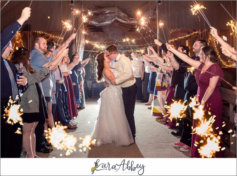 Spring Wedding Reception at Sanaview Farms in Champion PA Sparkler Exit